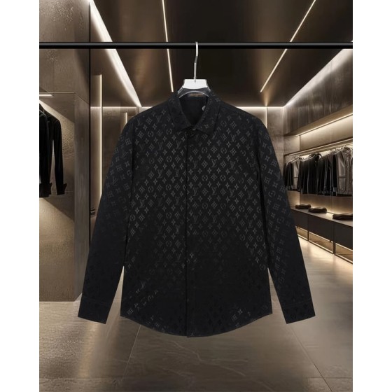 Louis Vuitton classic LV monogram print, all-over logo and lettering, Tencel long-sleeved shirt
